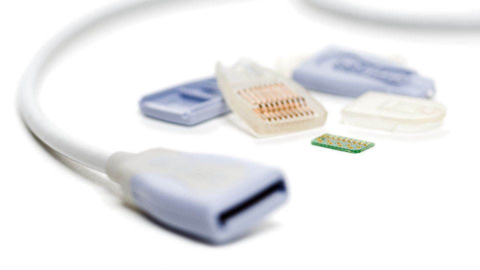 In addition to the monitor enclosures, Eclipse designed and engineered a shielded wipe connector to attach the disposable array to the reusable wire leads.